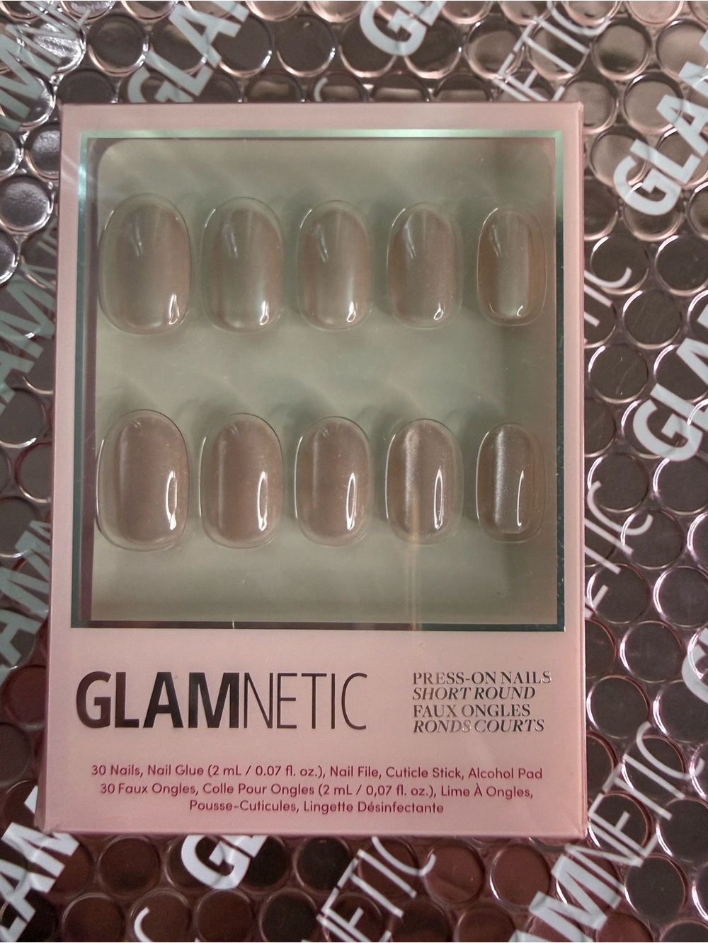 GLAMNETIC Short Round Press-On Nails in Nude Beige